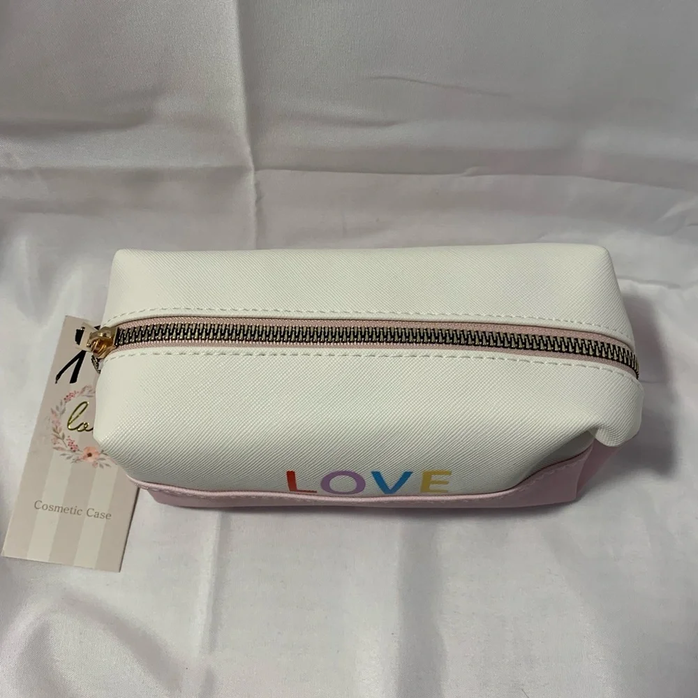 NWT Pink & White “LOVE” Cosmetic Case